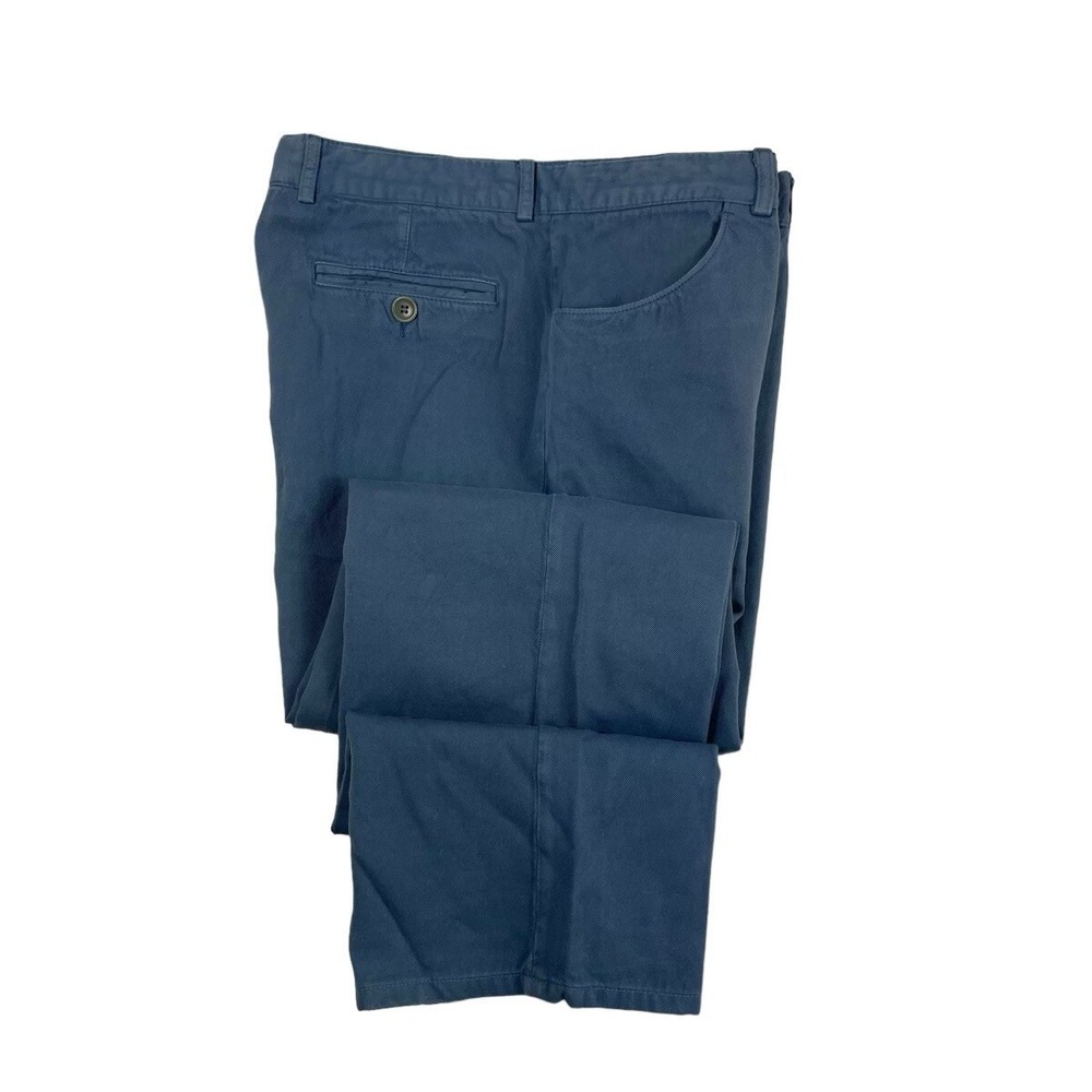 Malo Blue Garment Wash Cotton Linen Blend Mens Chino Pants 32x30